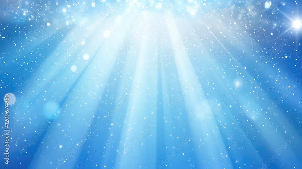 Aufkleber Sky Blue Gradient Background with Sparkling Light Rays and Subtle Texture in a Tranquil Atmosphere for Calming and Inspirational Themes