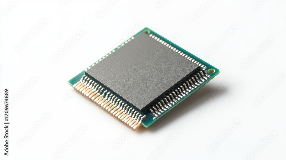 Poster Sixty four bit microprocessor isolated on white background showcasing advanced technology and design details for electronics and computing concepts