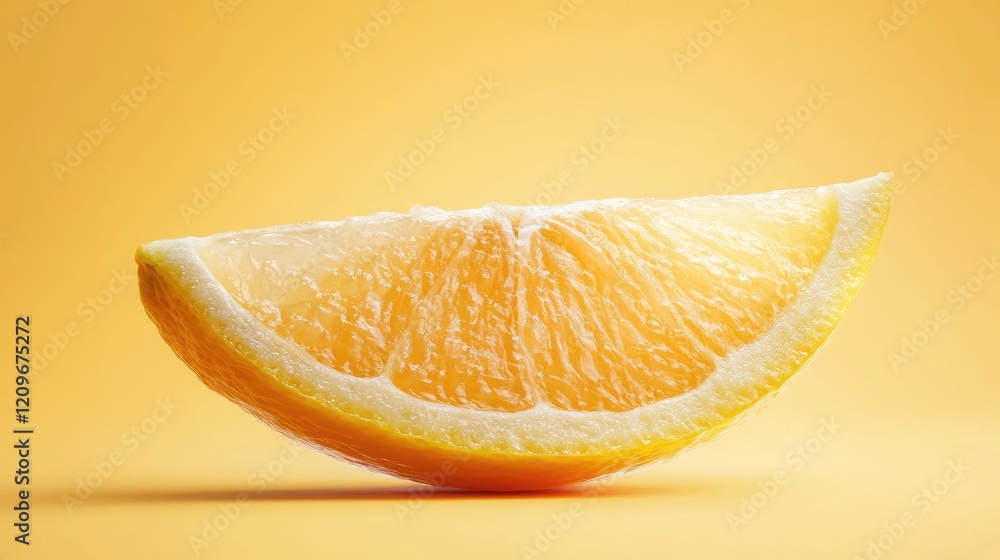 Poster fresh lemon slice isolated on vibrant yellow background showcasing juicy texture and bright color pe