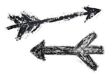 Hand drawn black arrow, isolated on transparent background