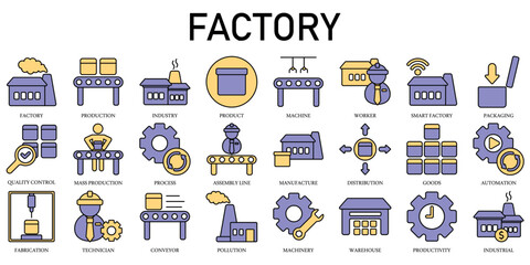 Set of Factory Icons or symbols Vector fully editable file