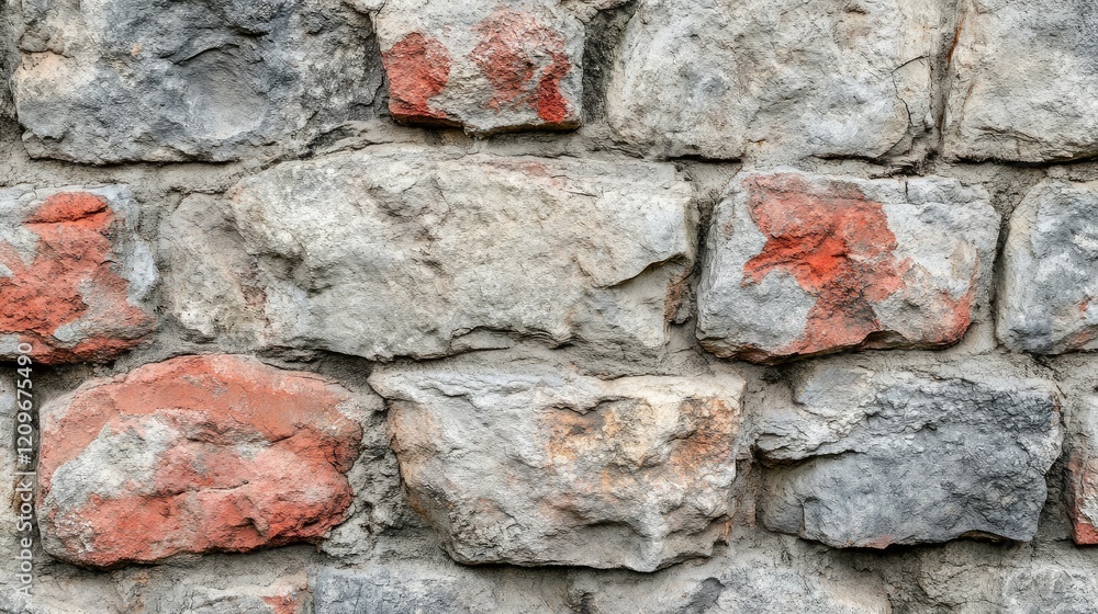 Poster textured stone wall with rustic colors ideal for backgrounds or design projects conveying a sense of