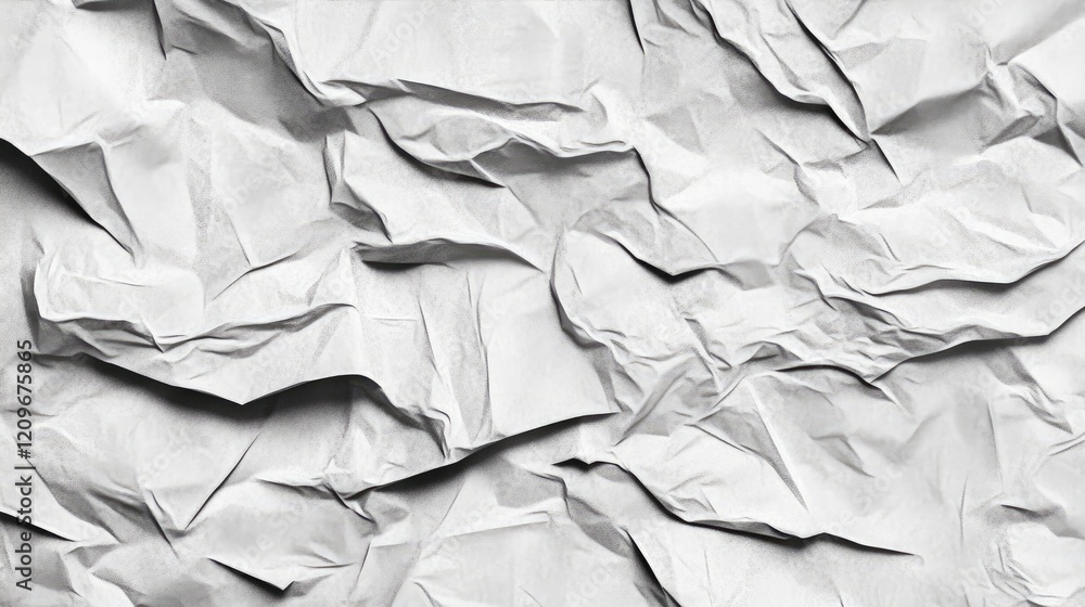 Poster crumpled white paper texture background for art design and creative projects