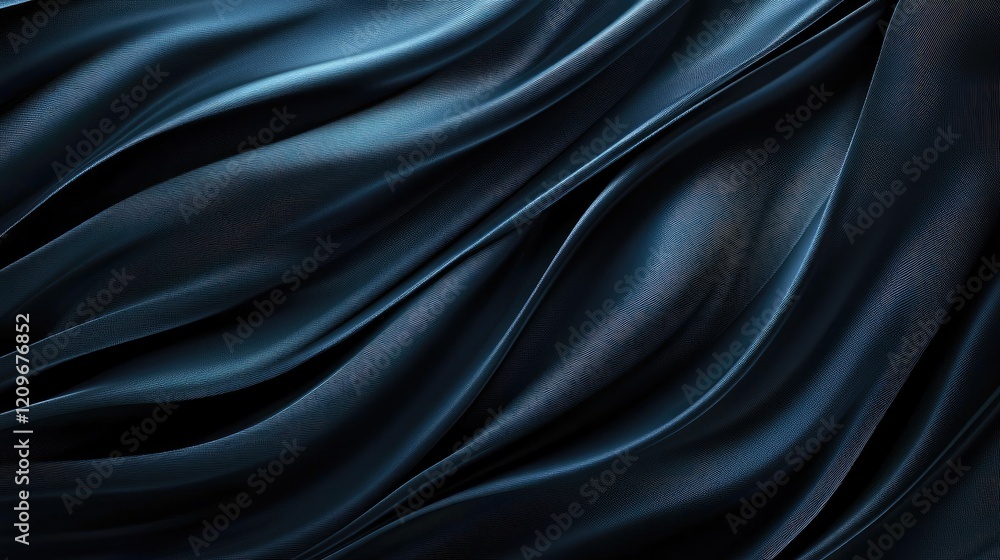 Poster elegant black silky fabric texture with flowing waves creating a luxurious and glamorous background 