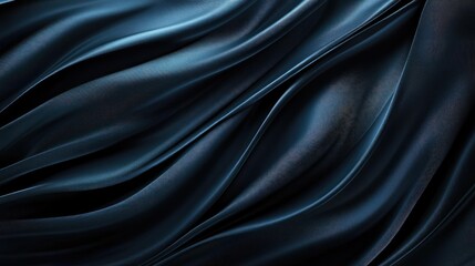 Obraz premium Elegant black silky fabric texture with flowing waves creating a luxurious and glamorous background for various design projects.