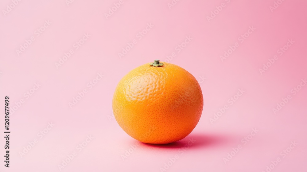 Poster fresh vibrant orange fruit on a soft pink background highlighting its texture and color ideal for fo