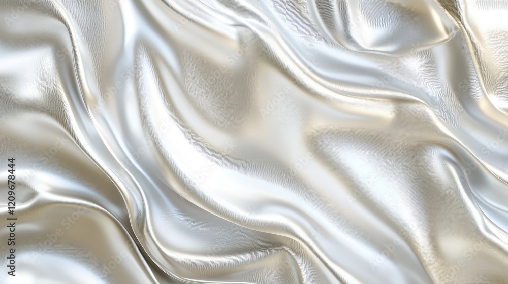 Poster shimmering silver foil texture with elegant crumpled waves creating a luxurious metallic background 