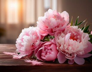  Close-up Smooth Natural Pink Peony Flowers Bouquet 