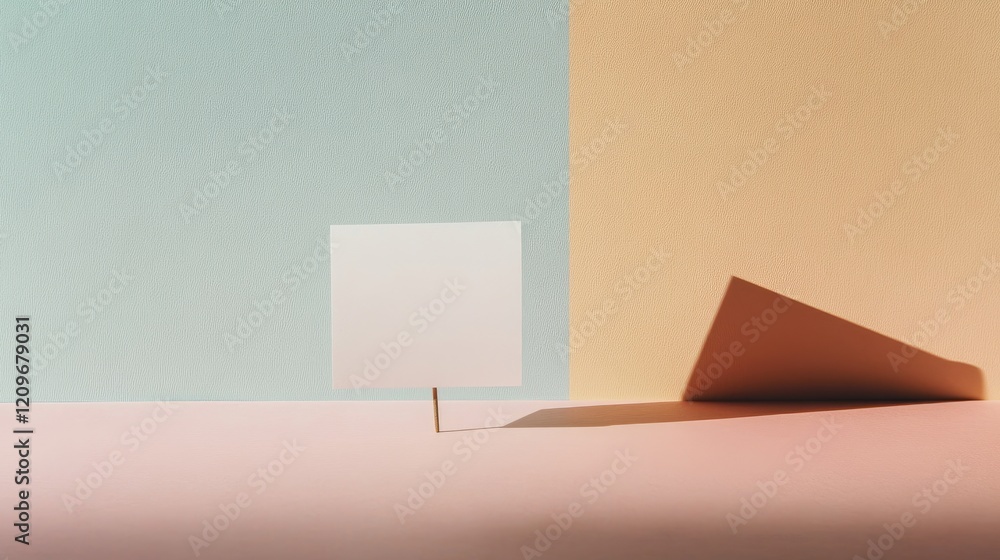 Aufkleber Minimalist blank paper pinned on background with soft shadows for copy space in a contemporary setup suitable for creative projects