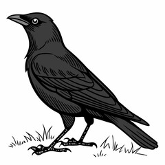 Fototapeta premium Intricate Silhouette of a Raven Perched on a Branch