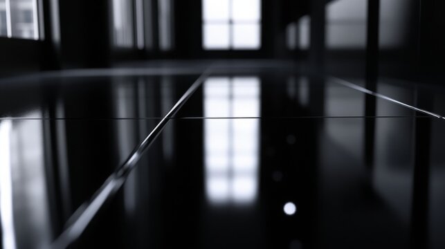 High-gloss black surface reflecting soft ambient light for a modern look