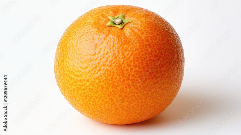 Poster fresh and vibrant single tangerine fruit on clean white background showcasing natural texture and co