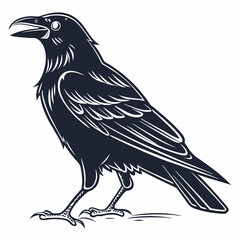 Obraz premium Intricate Silhouette of a Raven Perched on a Branch
