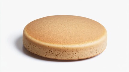 Fluffy pancake with smooth surface positioned on a pristine white background for culinary and food presentation concepts