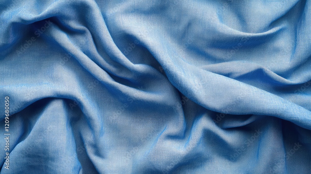 Aufkleber Soft Blue Fabric Texture with Gentle Waves for Background and Design Applications