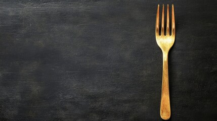 Golden Fork Isolated on Black Background Culinary Tool for Cooking and Dining in Modern Kitchen Setting