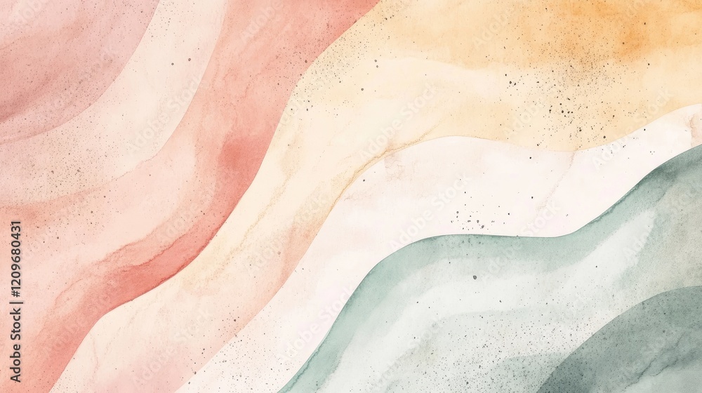 Aufkleber Pastel Waves of Colorful Abstract Background in Soft Textures and Gentle Hues for Design and Art Projects