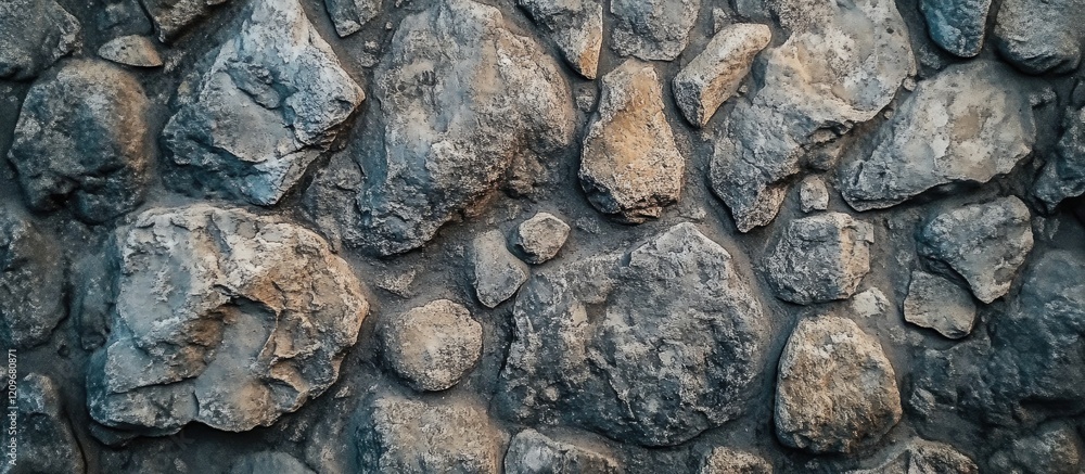 Poster textured stone wall background featuring various rock sizes for enhanced visual interest and rustic 