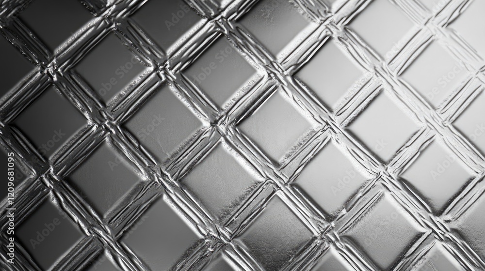 Poster metallic silver foil textured background with intricate woven pattern for elegant design application