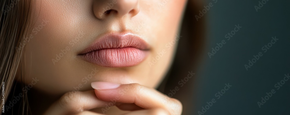Poster a close-up of a person's lips pursed in thought, indicating deep concentration and problem-solving s