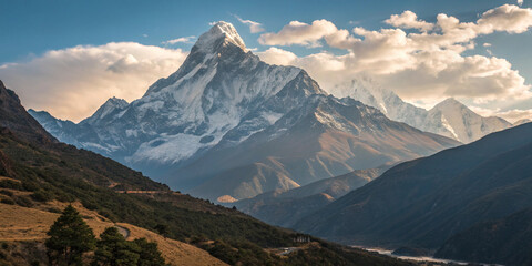 Inspiring View of Ama Dablam Mountain in the Everest Region for Adventure