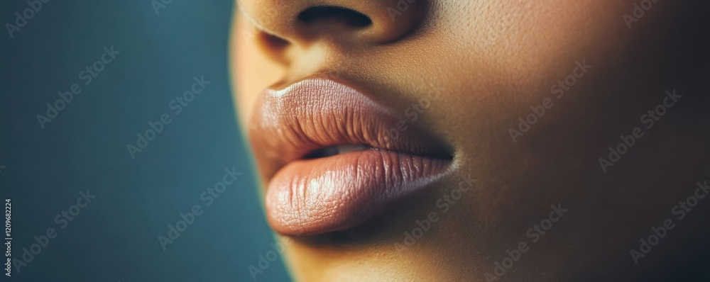 Poster a close-up of a person's lips pursed in thought, indicating deep concentration and problem-solving s