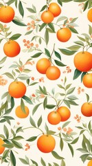 Chinese orange pattern watercolor backgrounds grapefruit plant