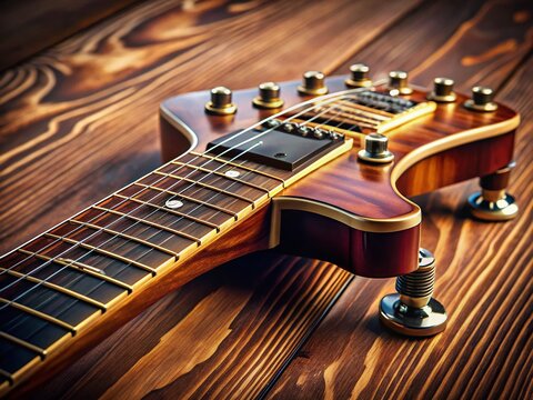 Electric Guitar Gryf Close-up with Copy Space - Musical Instrument Detail Shot