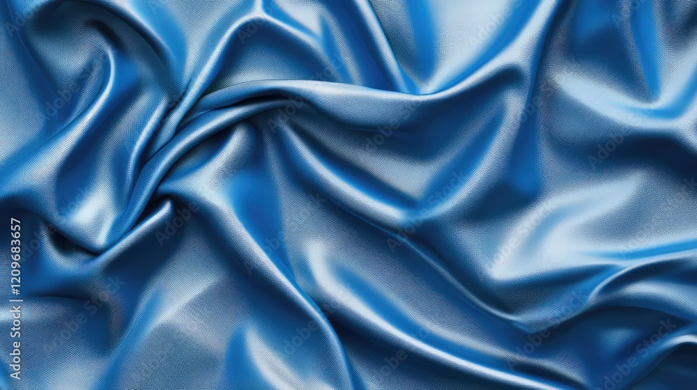 Poster rich sky blue silky fabric texture with elegant draping and smooth sheen, perfect for textile backgr
