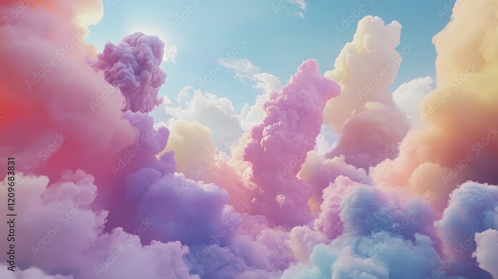 Aufkleber Pastel Sky Backdrop with Soft Colorful Clouds and Dreamy Visual Effects in a Serene Atmosphere for Creative Designs