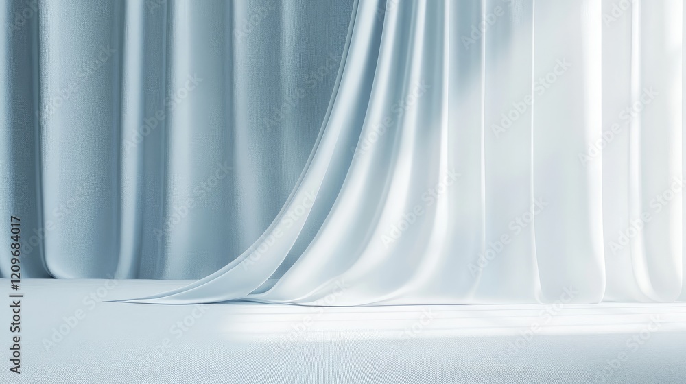 Aufkleber Elegant Soft Fabric Background for Showroom Design with Ample Empty Space for Product Display and Creative Concepts
