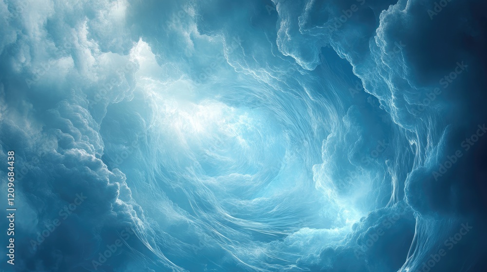 Aufkleber Dreamy ethereal blue cloudscape with soft swirling patterns creating a tranquil and serene atmospheric scene for artistic compositions