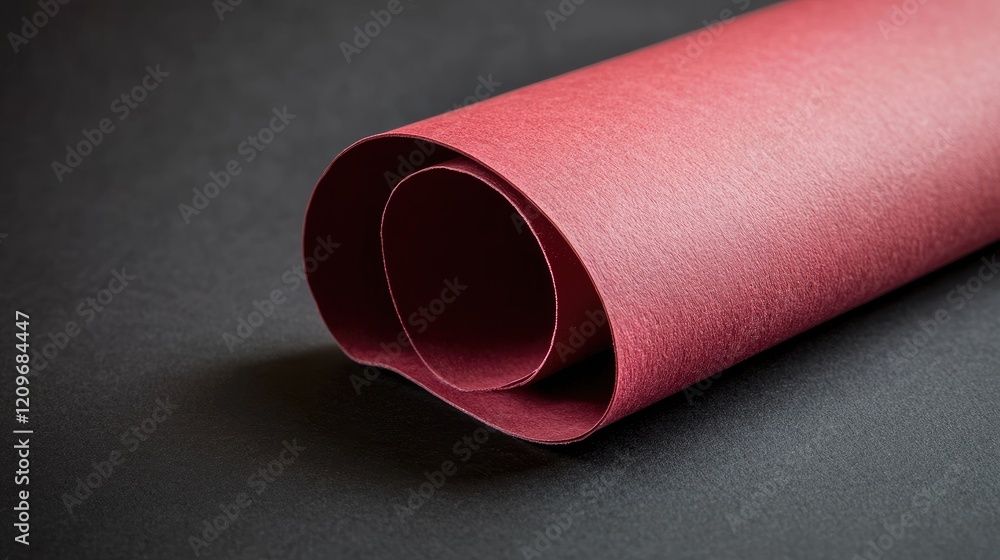 Aufkleber dark red textured paper roll on black background for crafting or design projects