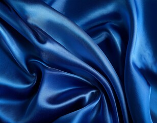 Fototapeta premium Dark blue silk satin background. Bright folds on a shiny fabric