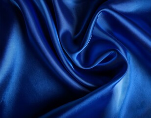 Fototapeta premium Dark blue silk satin background. Bright folds on a shiny fabric