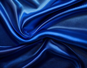 Fototapeta premium Dark blue silk satin background. Bright folds on a shiny fabric