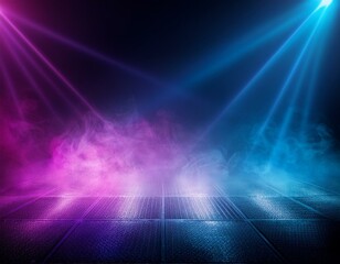 Obraz premium Dark scene colorful lights concert stage blue and purple background,