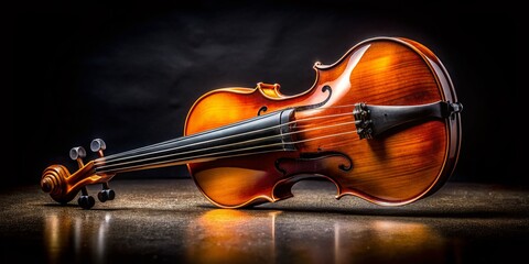 Fototapeta premium Elegant Black Background Violin Music Stock Photo - High Resolution Image