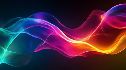 Abstract Colorful Waves Flowing Dynamically Across Dark Background