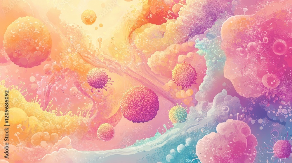 Poster abstract colorful cells in dynamic formation