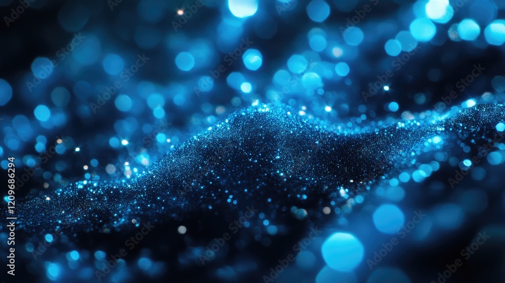 Aufkleber Radiant soft blue bokeh lights with shimmering particles creating a dreamy abstract background