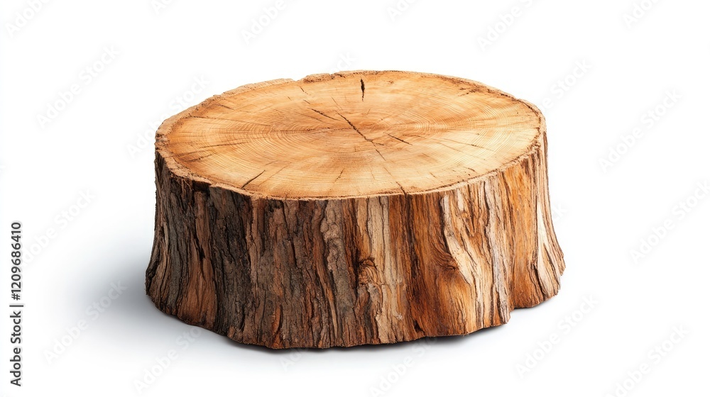 Poster tree stump isolated on white background showcasing natural wood texture and patterns perfect for des