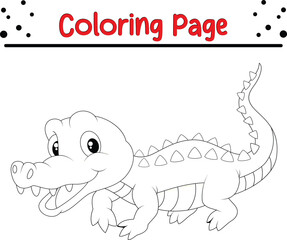 baby Crocodile coloring book page.
