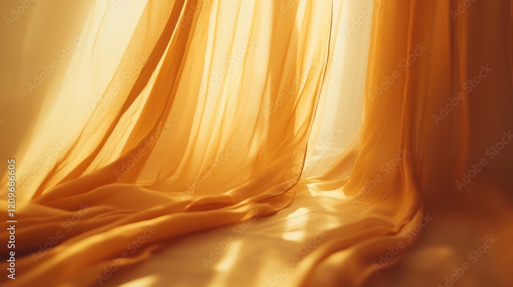 Aufkleber Serene soft curtains swaying in warm sunlight creating a tranquil and inviting atmosphere indoors