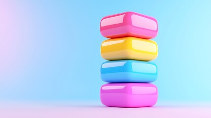 Stack of Colorful Glossy Blocks