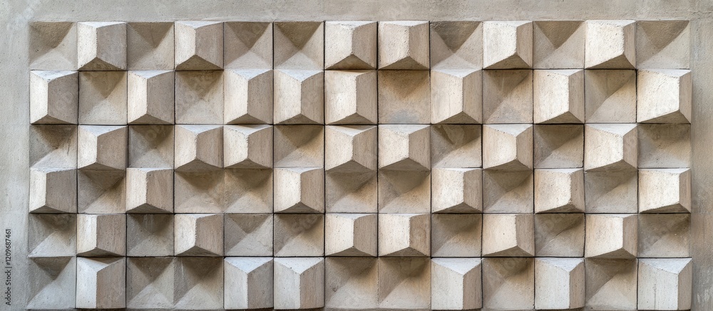 Poster geometric patterned wall design featuring textured wooden blocks creating a modern architectural bac