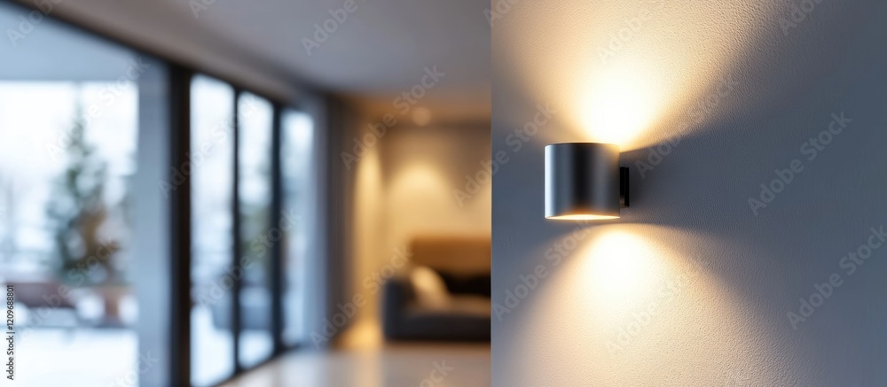 Sticker Sleek LED downlight fixture illuminating a modern interior space with a stylish minimalist design and soft ambient lighting