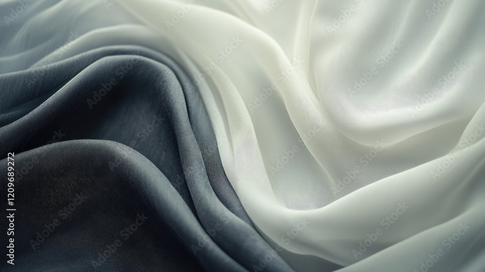 Aufkleber Smooth flowing fabric in soft gradient from light to dark creating a serene and tranquil atmosphere ideal for design and textile backgrounds
