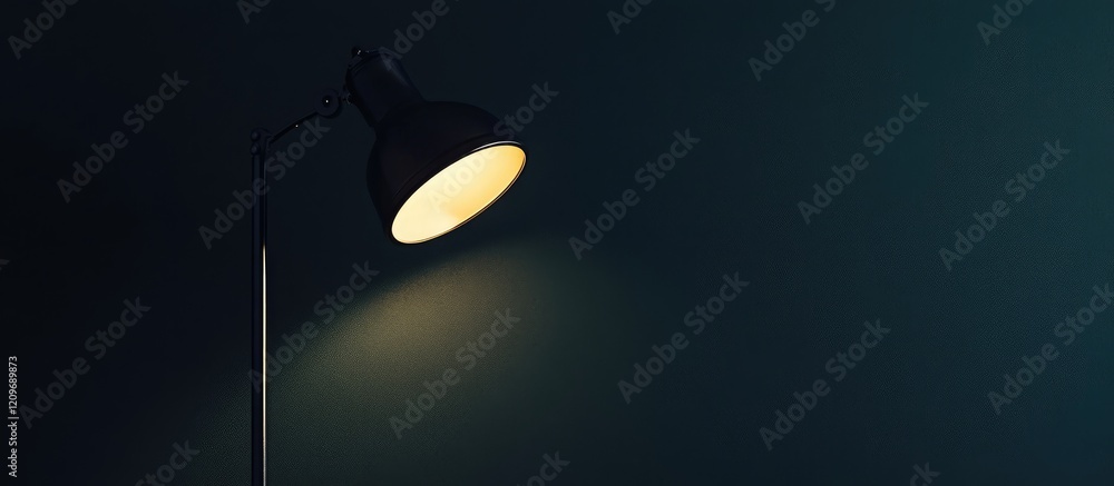 Poster elegant floor lamp casting warm light against a dark backdrop creating a beautiful contrast for arti