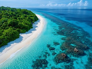 White sand beaches and turquoise waters in the Maldives
